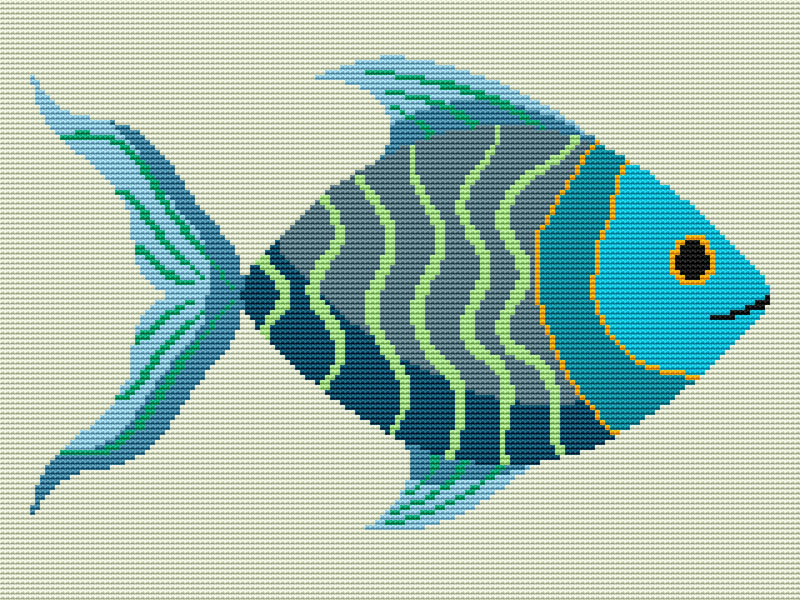 Blue Fish Needlepoint Tapestry Digital Download Chart
